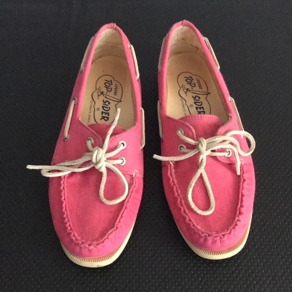 Pink Sperry Topsider Canvas Boat Shoes